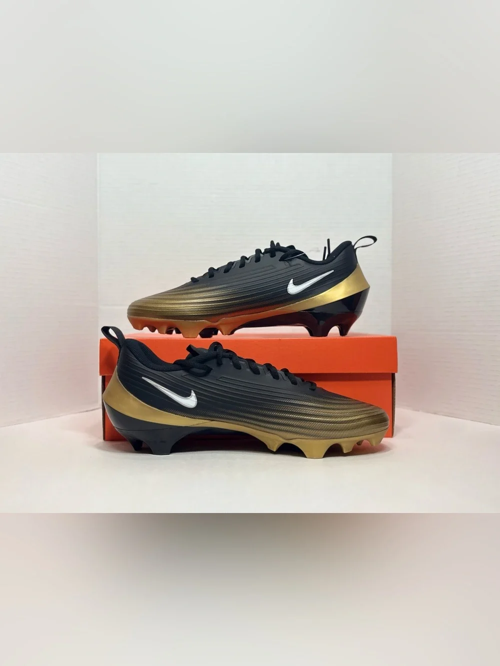Nike Vapor Speed 3 Low Men’s Elite Football Cleats FB3303-003 Black Gold & White